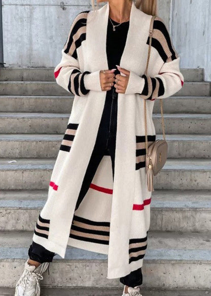 Bohemian Grey V Neck Striped Knit Cardigan Fall QY010 BB-ZS-WM-NCT241002