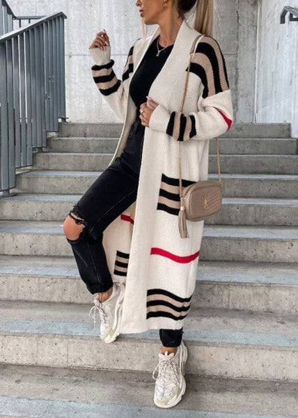 Bohemian Grey V Neck Striped Knit Cardigan Fall QY010 BB-ZS-WM-NCT241002
