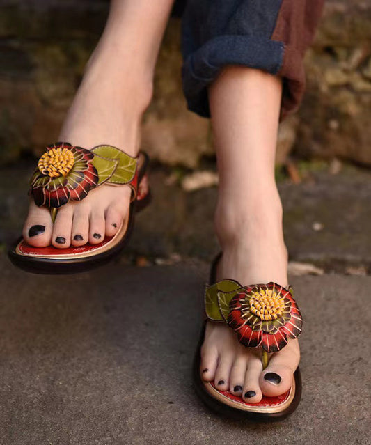 Bohemian Handmade Floral High Wedge Heels Flip Flops RT1014 Ada Fashion