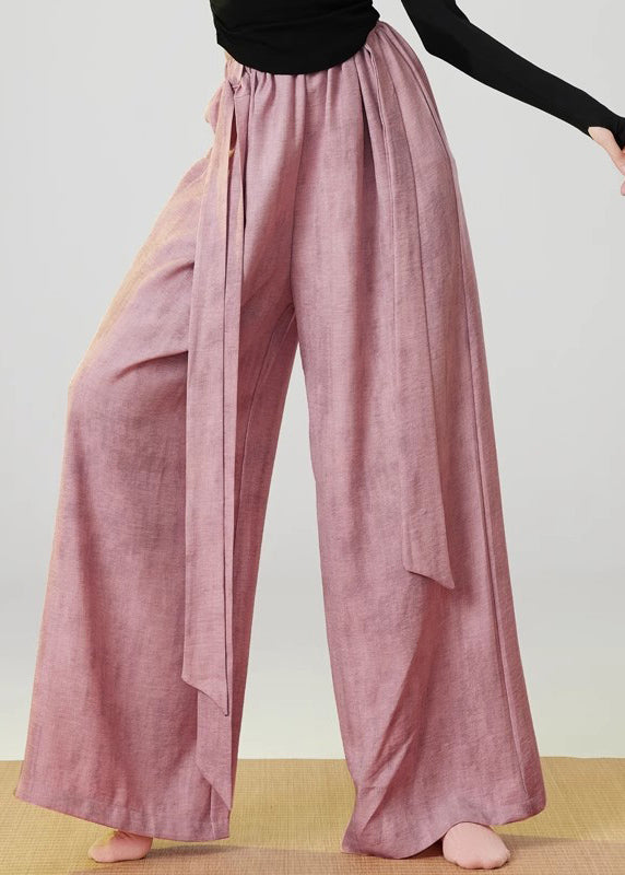 Bohemian Pink Oversized Tie Dye Linen Pants Spring MZF-LPTS250315