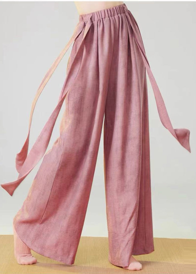 Bohemian Pink Oversized Tie Dye Linen Pants Spring MZF-LPTS250315