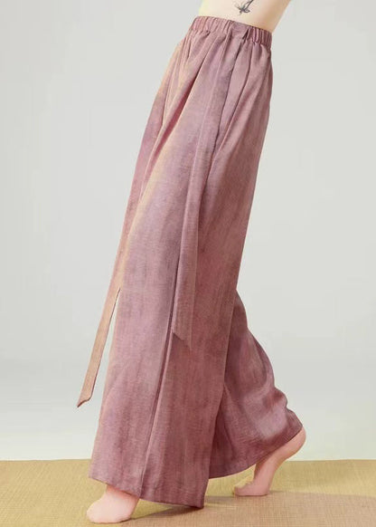 Bohemian Pink Oversized Tie Dye Linen Pants Spring MZF-LPTS250315