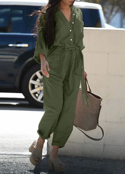 Jumpsuit Tunic Pockets Pink Pan Peter Bohemian Fall Collar FashionChic