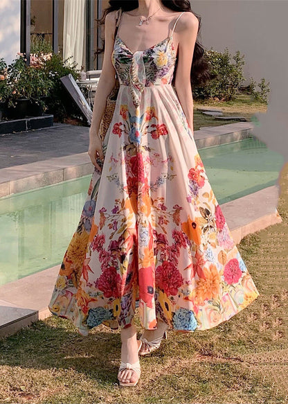 Bohemian Print High Waist Cotton Spaghetti Strap Dress Sleeveless XX086 SH-LF-SDL240611