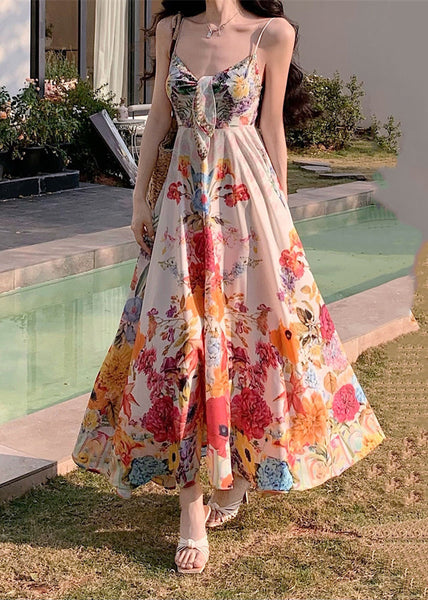 Bohemian Print High Waist Cotton Spaghetti Strap Dress Sleeveless XX086 SH-LF-SDL240611