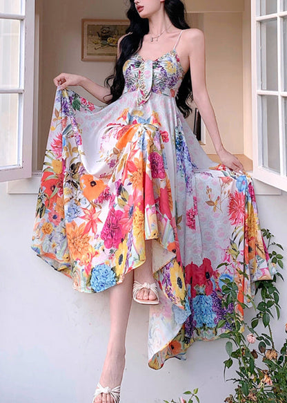 Bohemian Print High Waist Cotton Spaghetti Strap Dress Sleeveless XX086 SH-LF-SDL240611