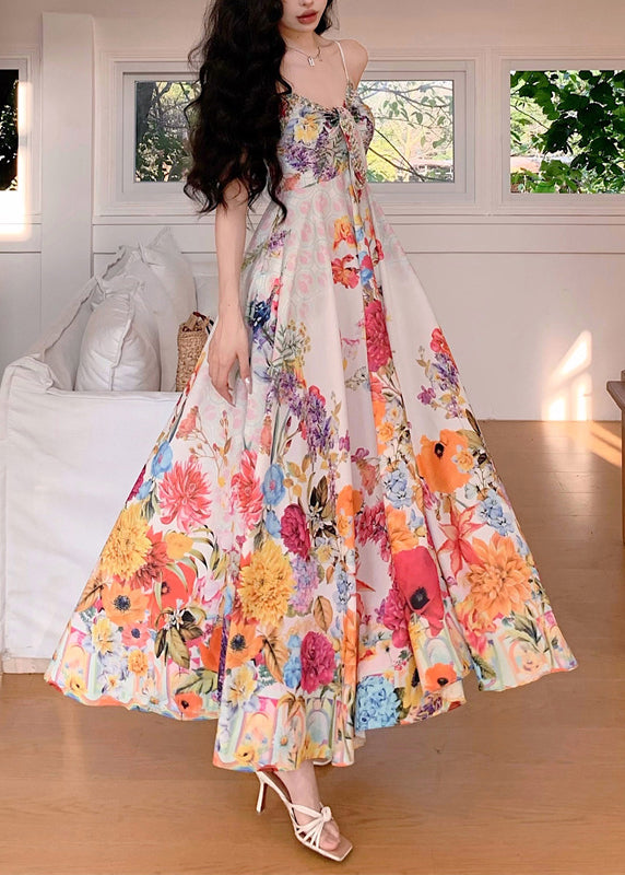 Bohemian Print High Waist Cotton Spaghetti Strap Dress Sleeveless XX086 SH-LF-SDL240611