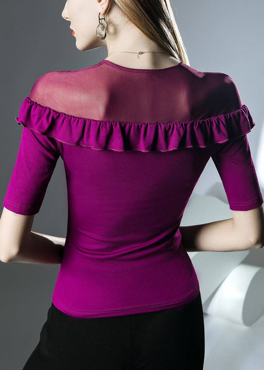 Bohemian Purple Tulle Patchwork Top Half Sleeve AL1039 Genistyle Shop