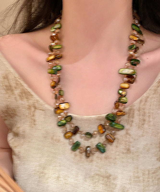 Bead Gratuated Rainbow Bohemian Beading Shell Necklace Alloy FashionChic