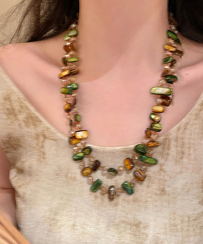 Bead Gratuated Rainbow Bohemian Beading Shell Necklace Alloy FashionChic