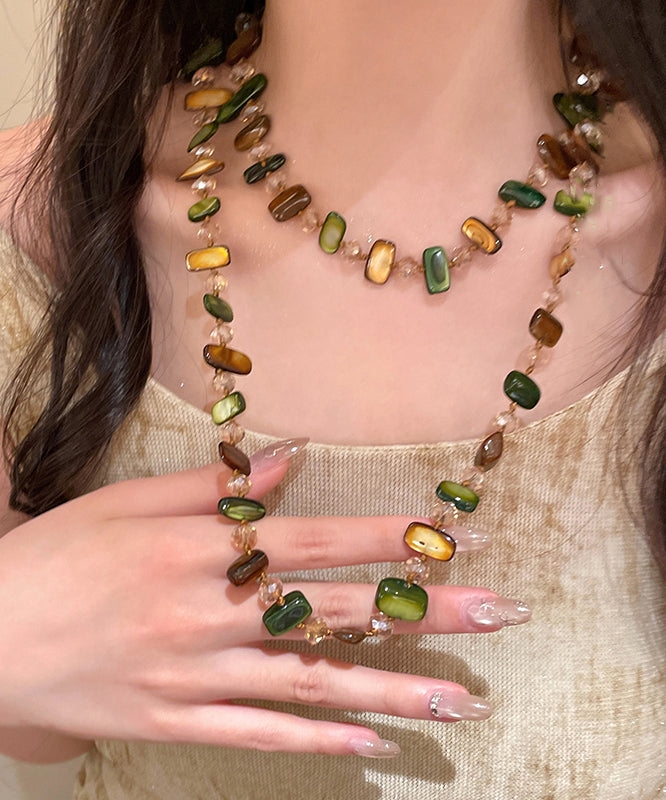 Bead Gratuated Rainbow Bohemian Beading Shell Necklace Alloy FashionChic