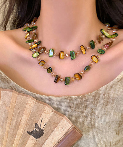 Bead Gratuated Rainbow Bohemian Beading Shell Necklace Alloy FashionChic