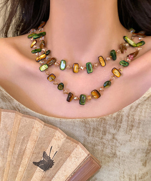 Bead Gratuated Rainbow Bohemian Beading Shell Necklace Alloy FashionChic