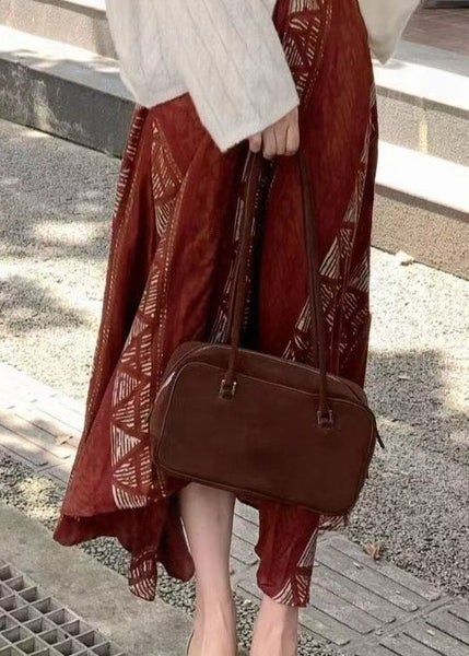 Bohemian Red Asymmetrical Print Cotton Skirts Fall WP036 NZ-SKTS241107