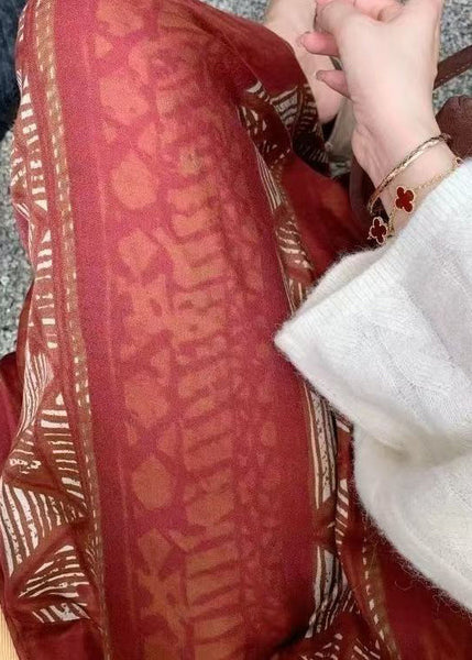 Bohemian Red Asymmetrical Print Cotton Skirts Fall WP036 NZ-SKTS241107