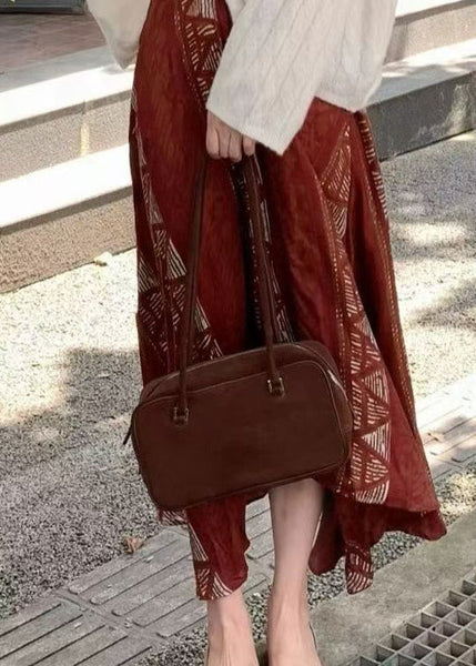 Bohemian Red Asymmetrical Print Cotton Skirts Fall WP036 NZ-SKTS241107