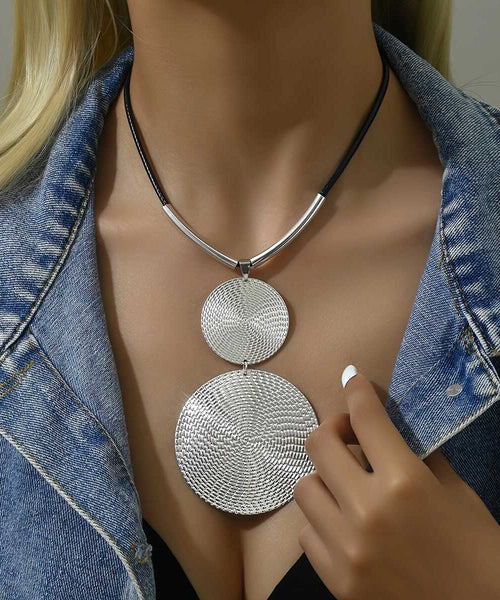 Metal Pendant Silk Bohemian Asymmetrical Necklace FashionChic