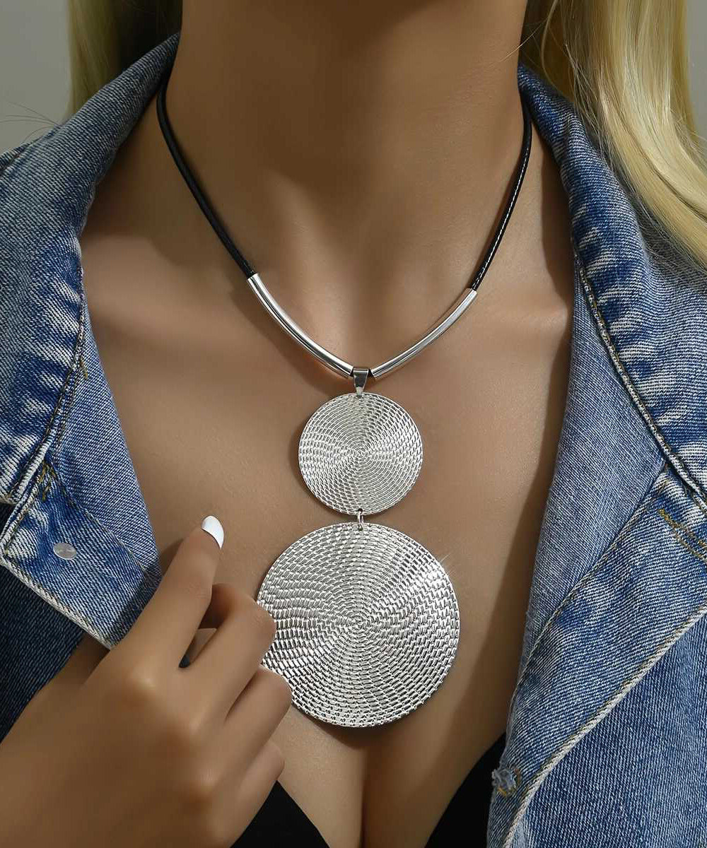 Metal Pendant Silk Bohemian Asymmetrical Necklace FashionChic