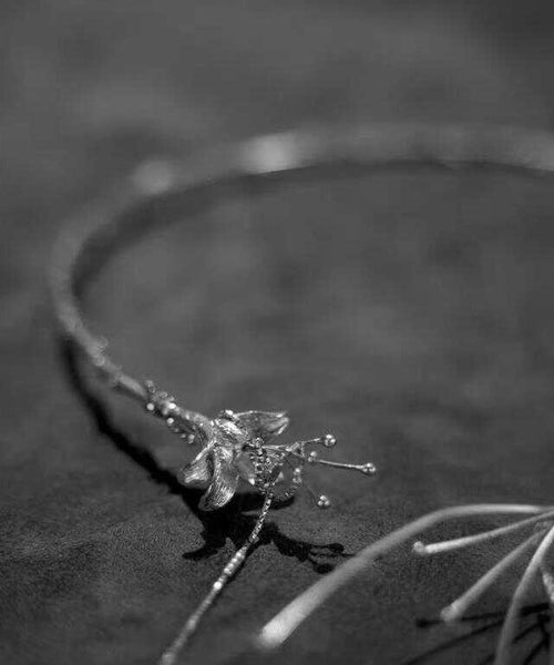 Bohemian Silk Sterling Silver Floral Tassel Choker PO030 JEW-NLC240729