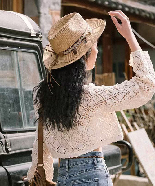 Style Hat Bohemian Holiday Cowboy Woven Beach Straw FashionChic