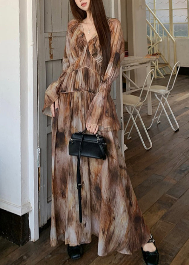 Dress Spaghetti Dye Tie Two Strap And Pieces Bohemian Long FashionChic