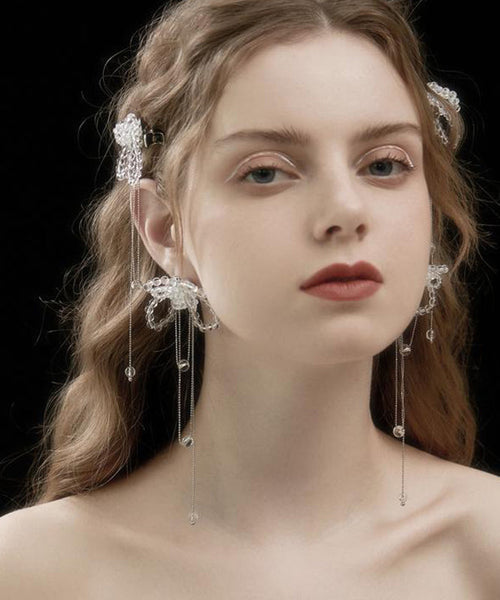 Alloy Tassel Butterfly Crystal Earrings Drop Bohemian White FashionChic