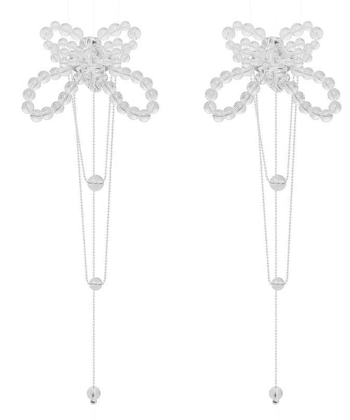 Alloy Tassel Butterfly Crystal Earrings Drop Bohemian White FashionChic