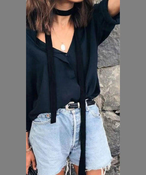 Bohemian White Cloth Bow Ribbon Necklace YU008 ABC