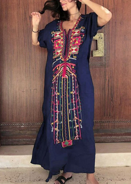 Bohemian White Embroidered Lace Up Cotton Dresses Summer AA1046 Ada Fashion