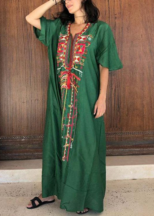 Bohemian White Embroidered Lace Up Cotton Dresses Summer AA1046 Ada Fashion