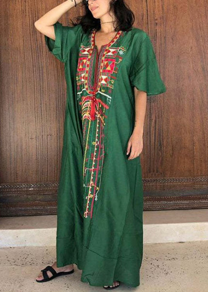 Bohemian White Embroidered Lace Up Cotton Dresses Summer AA1046 Ada Fashion