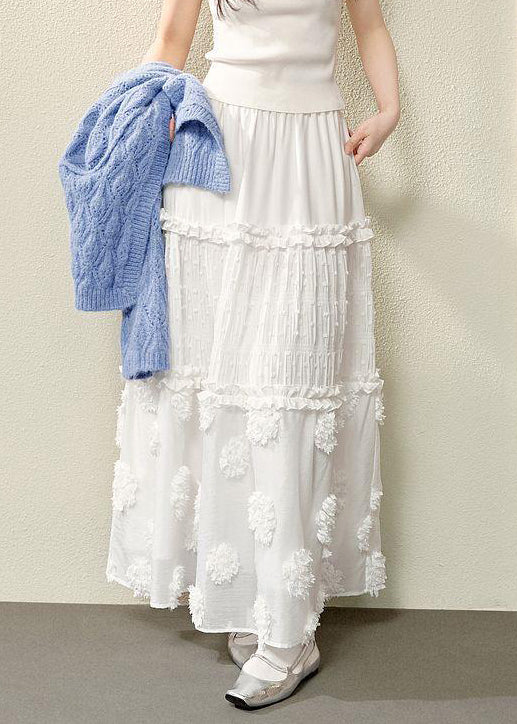 Skirts Waist Ruffled High Cotton White Summer Bohemian FashionChic
