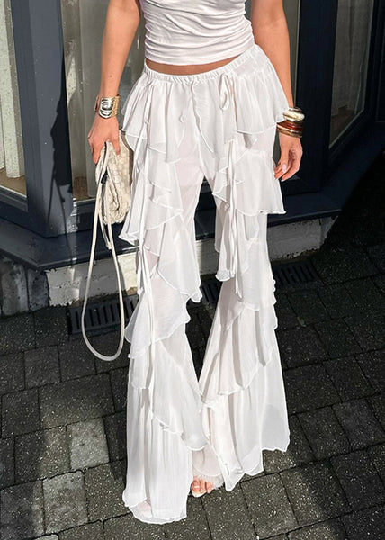 Tulle Trousers Summer White Ruffles Bell-bottom Bohemian FashionChic