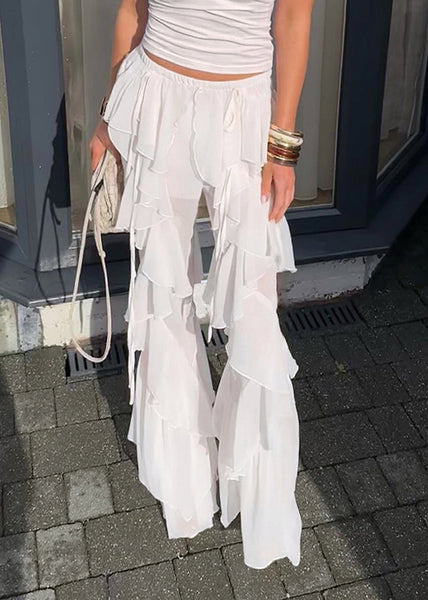 Tulle Trousers Summer White Ruffles Bell-bottom Bohemian FashionChic