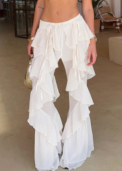 Tulle Trousers Summer White Ruffles Bell-bottom Bohemian FashionChic