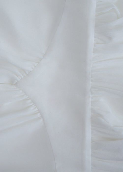 Bohemian White V Neck High Waist Solid Chiffon Holiday Dress Fall QR035 OM-ZS240929