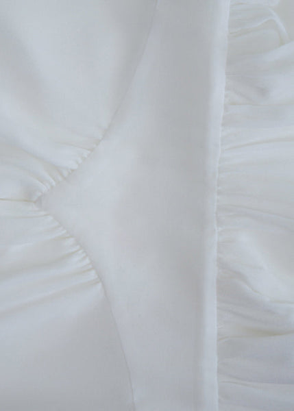 Bohemian White V Neck High Waist Solid Chiffon Holiday Dress Fall QR035 OM-ZS240929