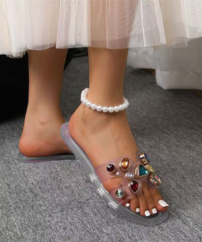 Bohemian White Zircon Splicing Slide Sandals Peep Toe AG1006 shoe-CS240905