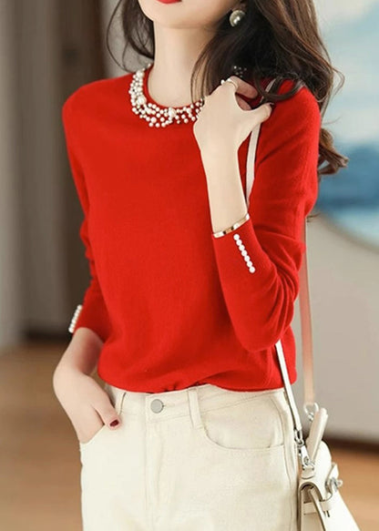 Bohemian Yellow Nail Bead Knit Shirt Spring TN012 ABC