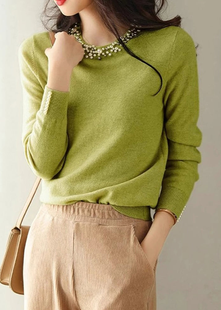 Bohemian Yellow Nail Bead Knit Shirt Spring TN012 ABC