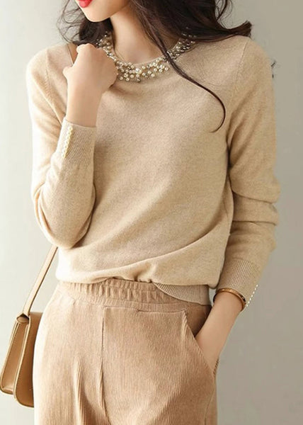 Bohemian Yellow Nail Bead Knit Shirt Spring TN012 ABC