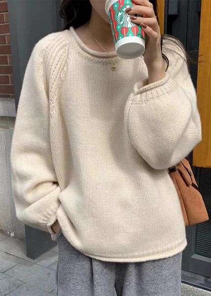 Bohemian Yellow O Neck Patchwork Cozy Knit Sweaters Long Sleeve TU044