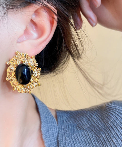 Boho Black Copper Zircon Pearl Stud Earrings WH012 JEW-SDL241116