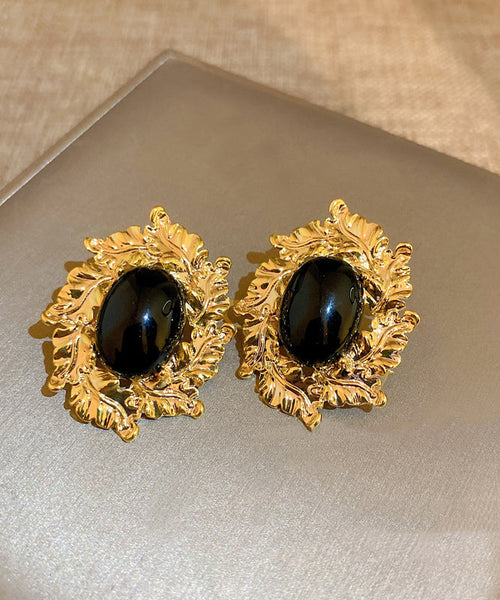 Boho Black Copper Zircon Pearl Stud Earrings WH012 JEW-SDL241116