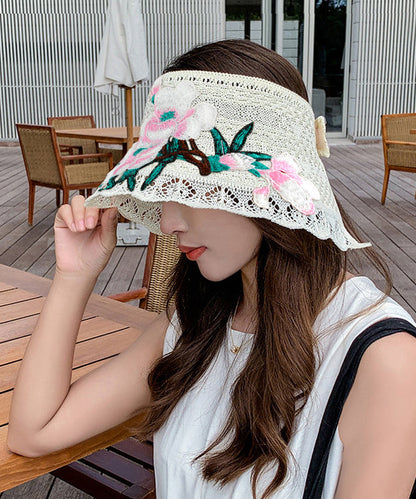 Boho Black Embroidery Hollow Out Beach Sun Hat YU1002 Hat-HAT240528