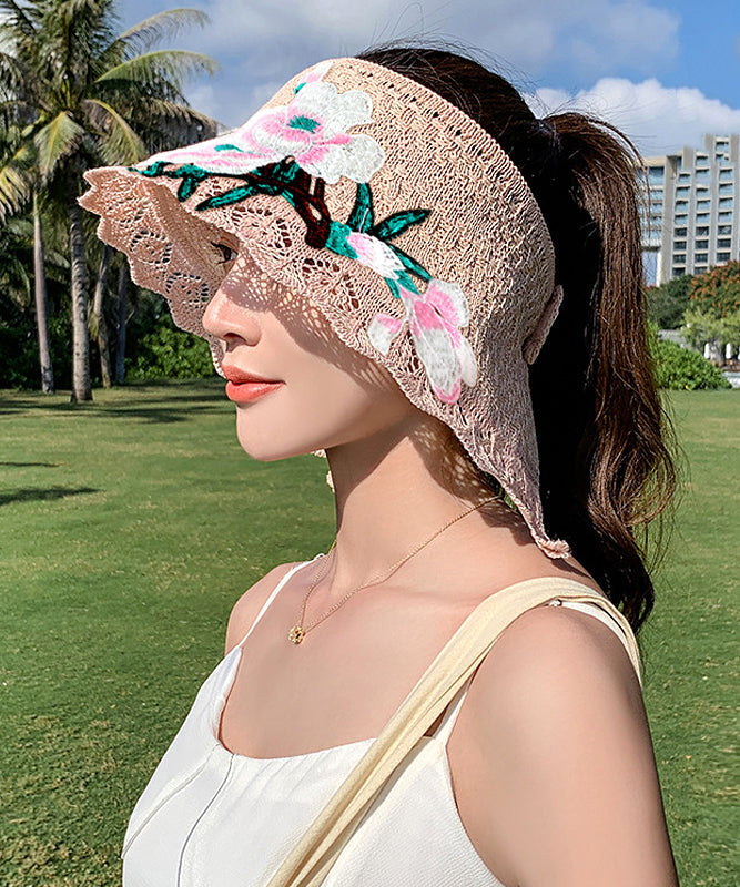 Boho Black Embroidery Hollow Out Beach Sun Hat YU1002 Hat-HAT240528