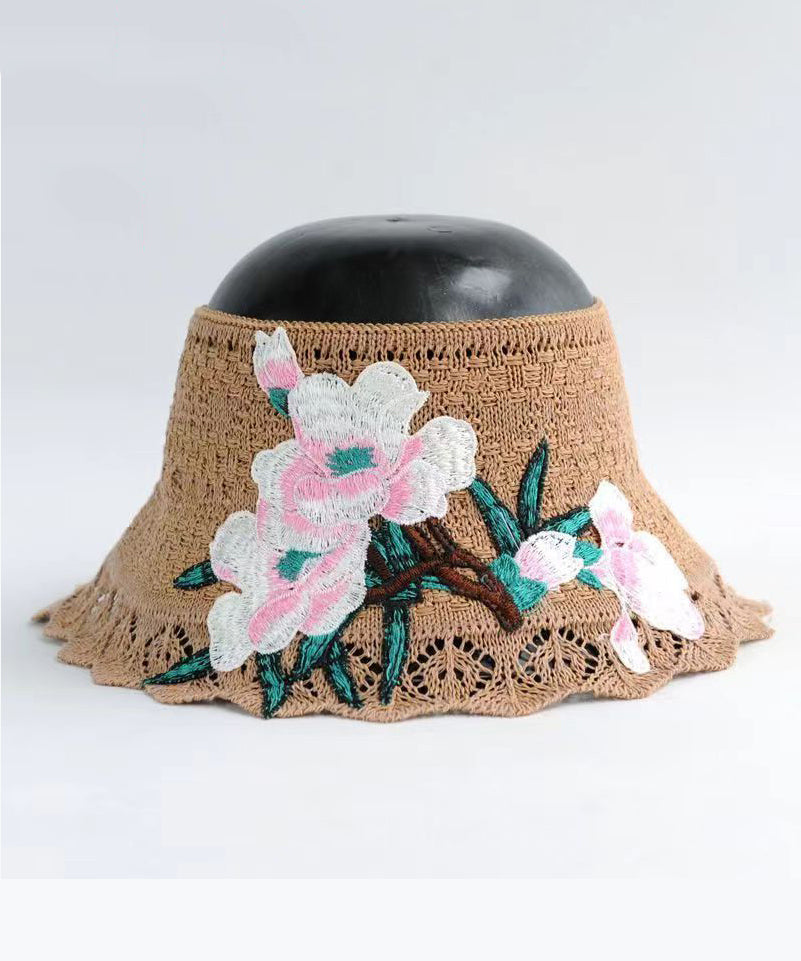 Boho Black Embroidery Hollow Out Beach Sun Hat YU1002 Hat-HAT240528