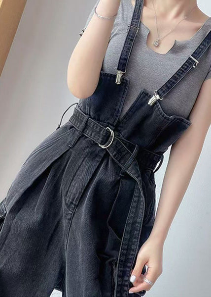 Tunic Black Boho Denim Pockets Jumpsuit Overalls Summer FashionChic