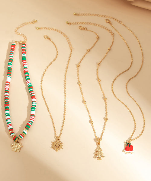 Boho Colorblock Alloy Multilayer Four Piece Set Pendant Necklace RA007 ABC
