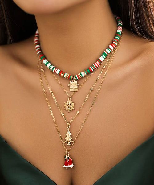 Boho Colorblock Alloy Multilayer Four Piece Set Pendant Necklace RA007 ABC